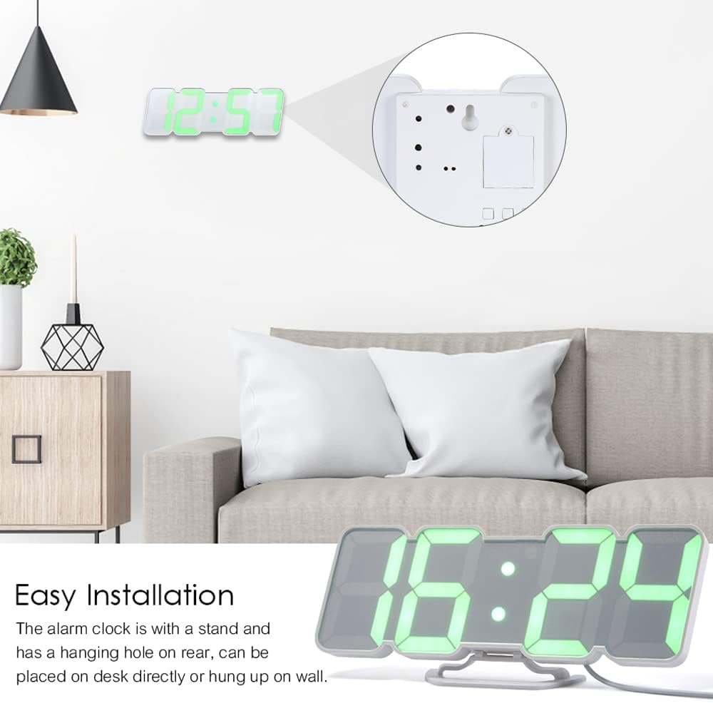 White 3D LED Desktop Alarm Clock SouqKingdom Saudi Arabia