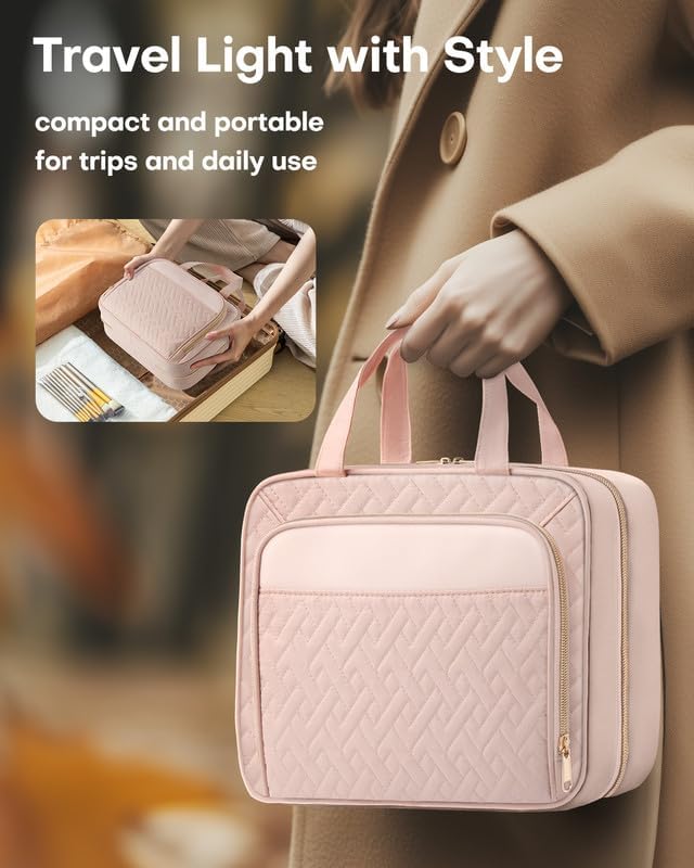 Large Travel Cosmetic Bag with Waterproof Hanging Hook Makeup and Toiletry Organizer Saudi Arabia