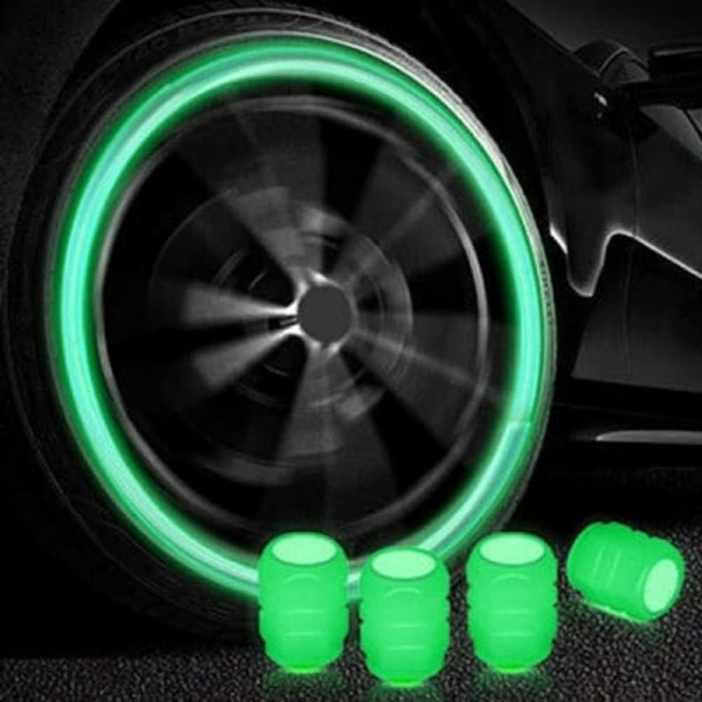 Green Wheel Lights Valve Caps Pack of 4 | SouqKingdom