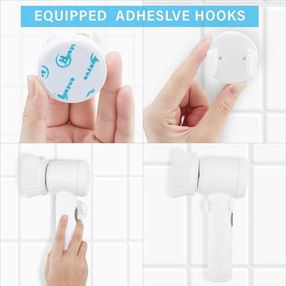 5-in-1 Electric Cleaning Brush | USB Rechargeable Multi-Purpose Scrubber with Cleaning Heads | White | SouqKingdom Saudi Arabia