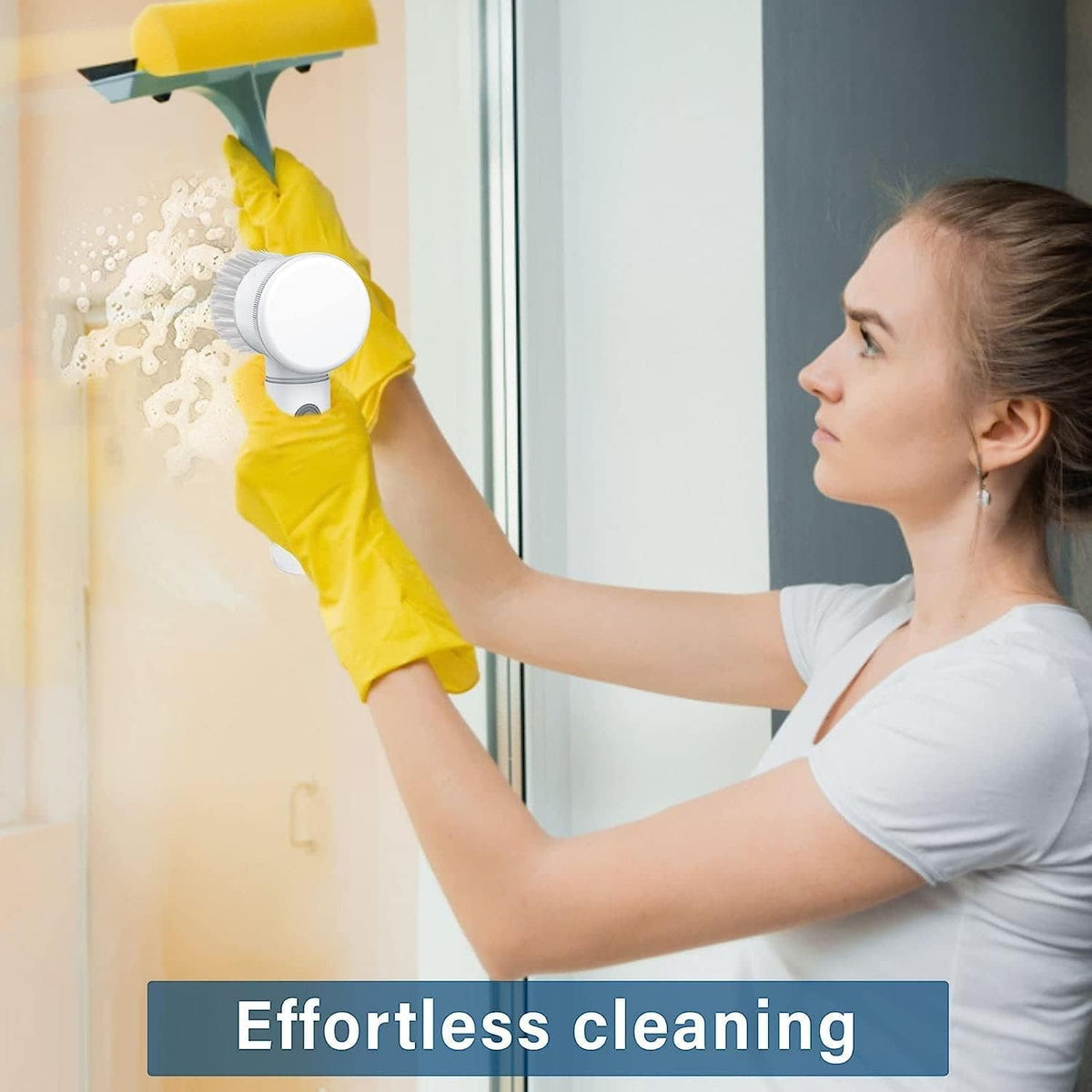 5-in-1 Electric Cleaning Brush | USB Rechargeable Multi-Purpose Scrubber with Cleaning Heads | White | SouqKingdom Saudi Arabia