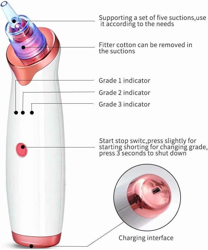 5-in-1 Blackhead Remover Vacuum | Facial Pore Cleaner & Skin Care Device | USB Rechargeable | SouqKingdom Saudi Arabia
