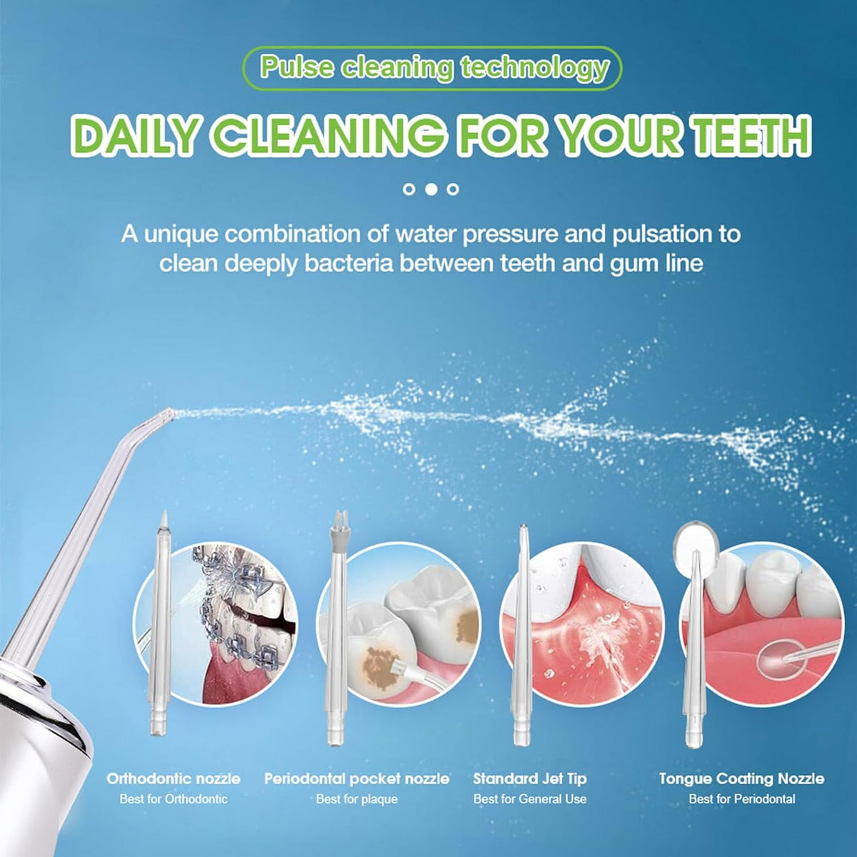 3-in-1 Oral Irrigator & Water Flosser | Portable Rechargeable Dental Cleaner for Teeth & Gum Care