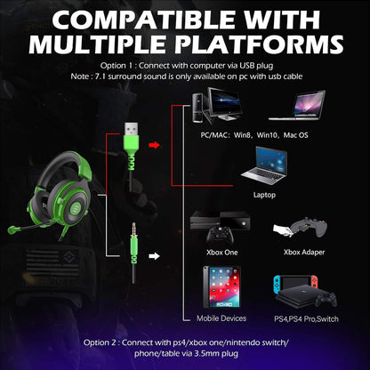 EKSA 7.1 Gaming Headset with Microphone | USB & 3.5mm PC, PS5, PS4 & Xbox Headphones | SouqKingdom Saudi Arabia