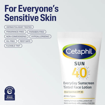 Cetaphil Tinted Sunscreen SPF 40 Mineral Face Lotion | Broad Spectrum UV Protection | Sensitive Skin | SouqKingdom Saudi Arabia