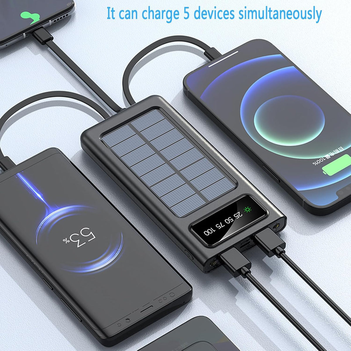 20000mAh Solar Power Bank with Dual Flashlight | SouqKingdom