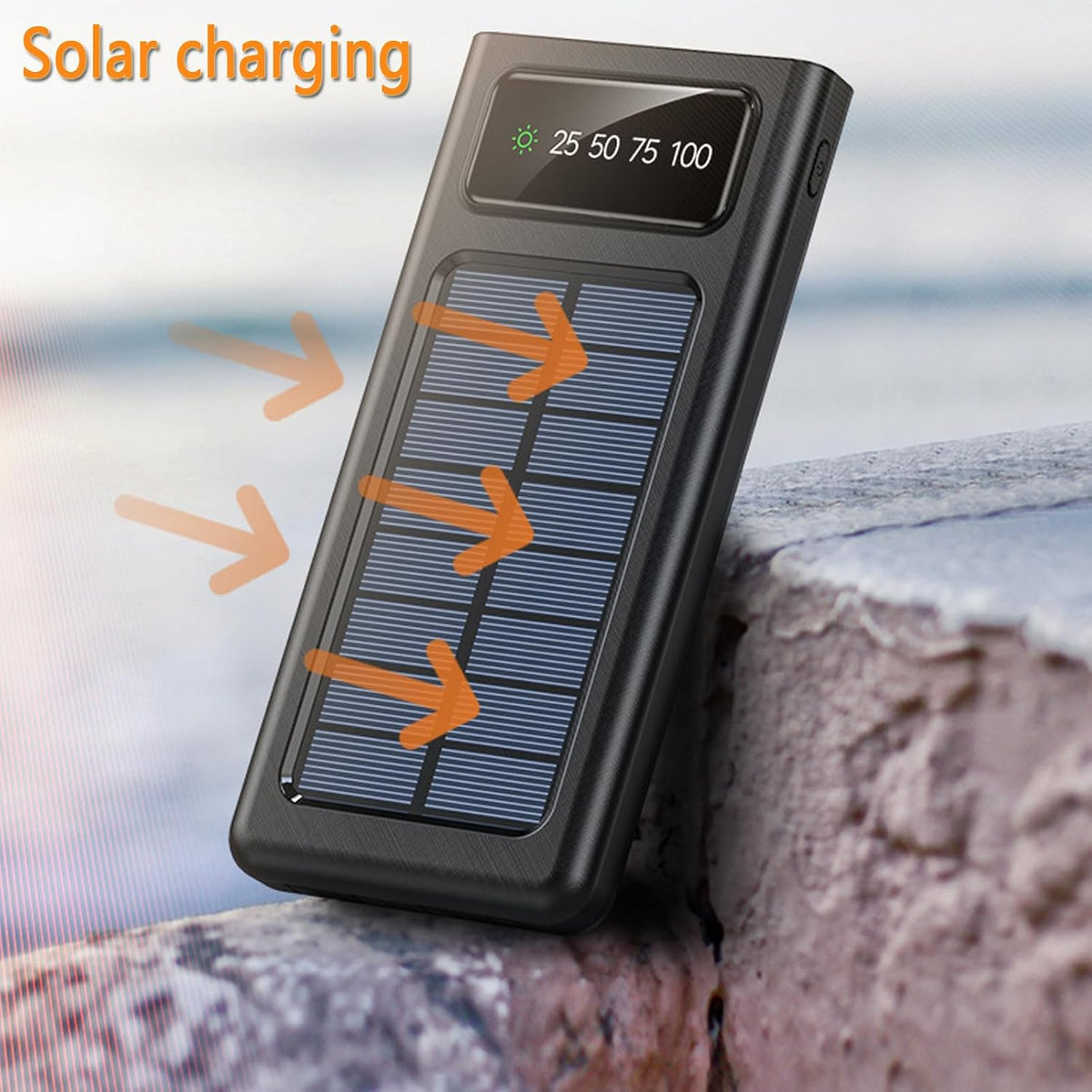 20000mAh Solar Power Bank with Dual Flashlight | SouqKingdom