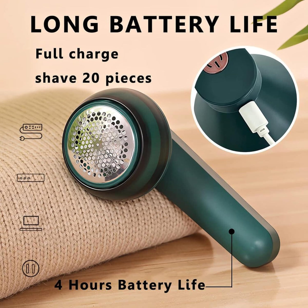 Electric Fabric Shaver & Lint Remover | USB Rechargeable Clothes Defuzzer for Sweaters & Wool | SouqKingdom Saudi Arabia