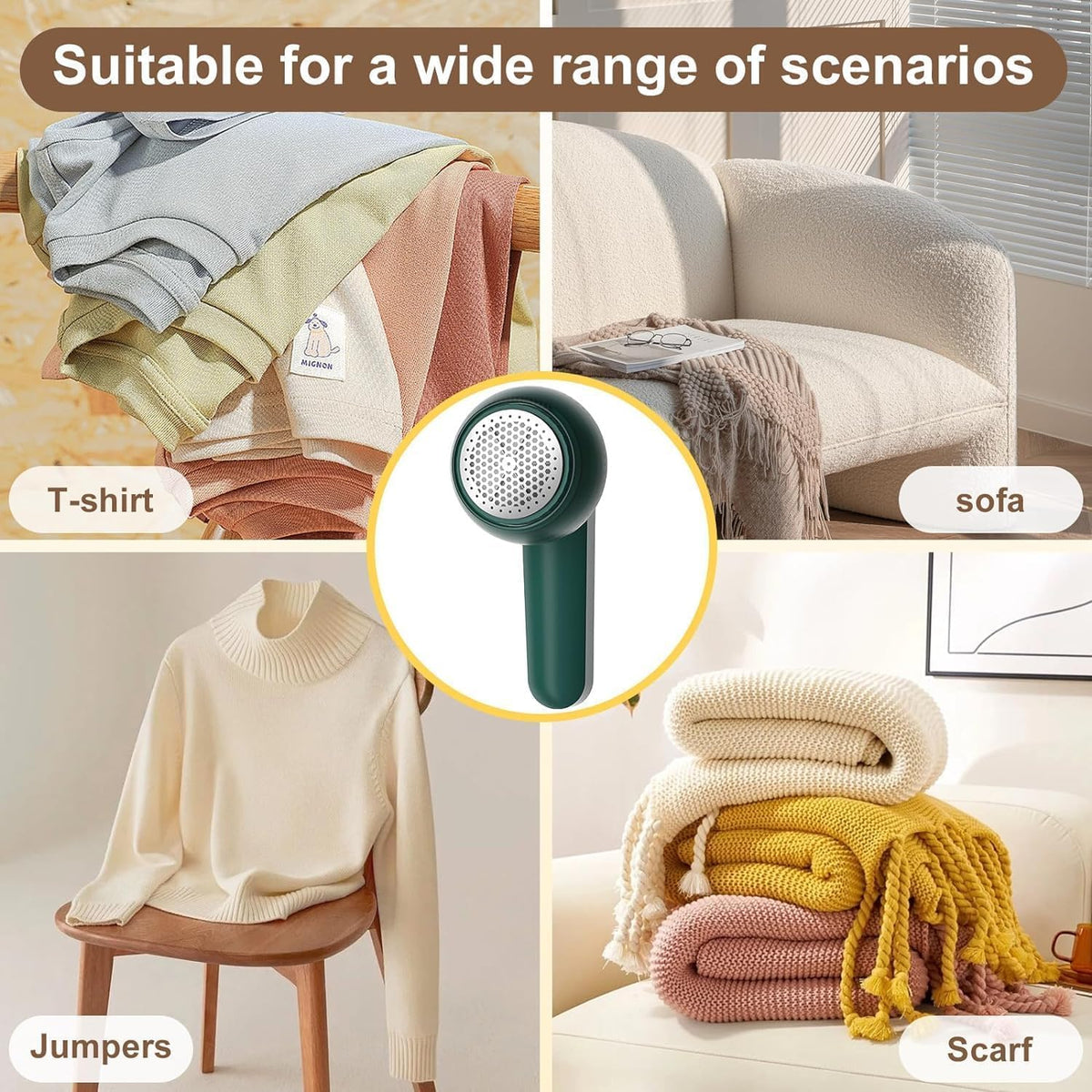 Electric Fabric Shaver & Lint Remover | USB Rechargeable Clothes Defuzzer for Sweaters & Wool | SouqKingdom Saudi Arabia