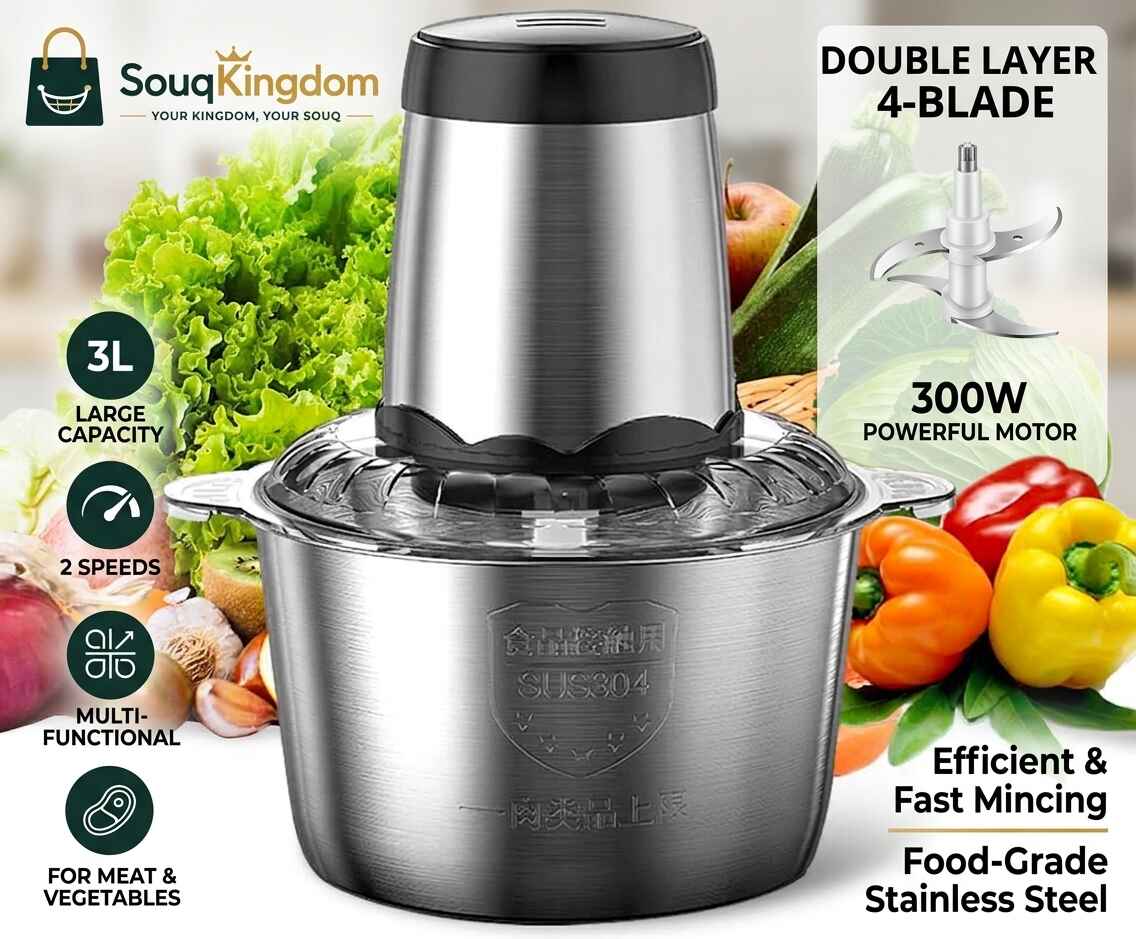 3L electric meat grinder 300W with four blade chopper for Saudi Arabia.