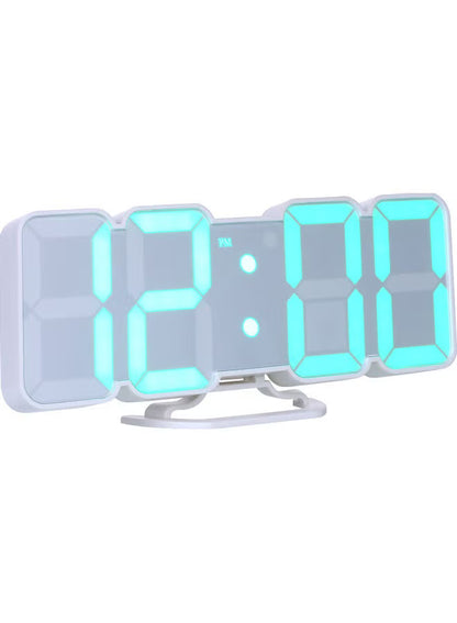3D Wireless Remote RGB LED Alarm Clock | USB Powered | White | SouqKingdom Saudi Arabia