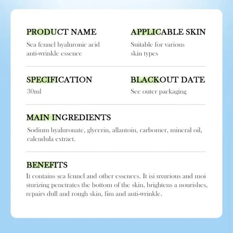 BIOAQUA Sea Fennel Hyaluronic Acid Serum 30ml | SouqKingdom