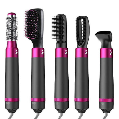 Grey negative ionic hair dryer brush with interchangeable styling attachments