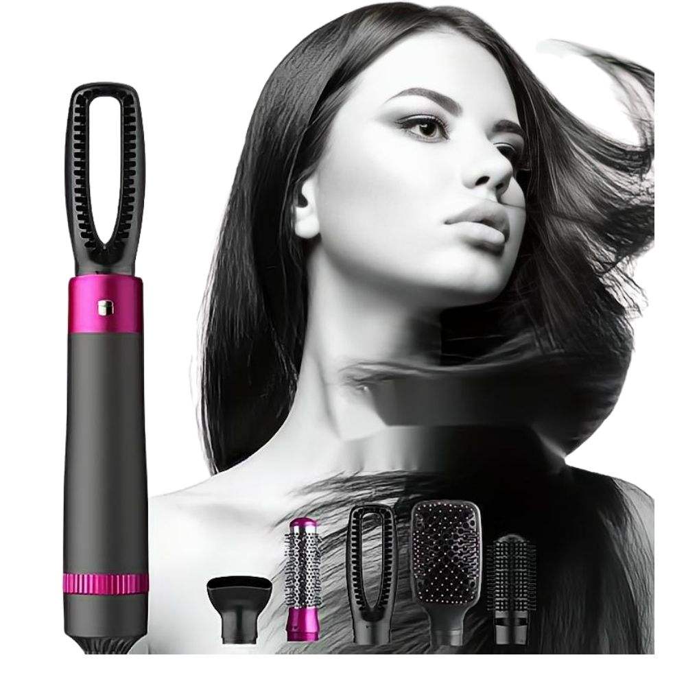 Hot Air Brush Kit 5-in-1 Ionic Hair Styler Grey | SouqKingdom