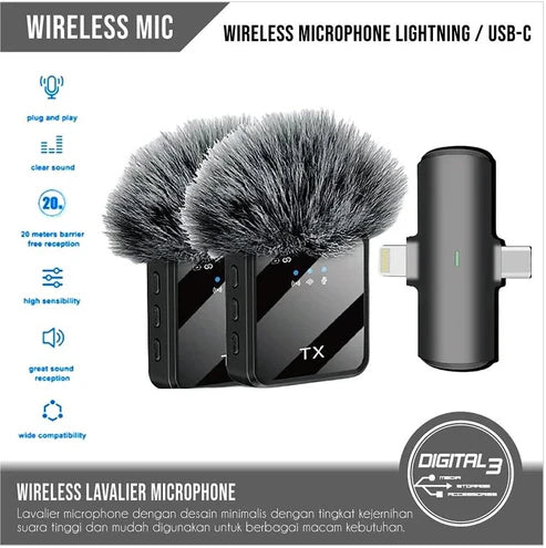 F15 Wireless Lavalier Microphone | Noise Cancelling Lapel Mic for Vlogging, TikTok & YouTube | SouqKingdom Saudi Arabia