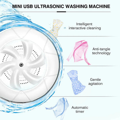 2-in-1 Mini Washing Machine 1kg Capacity | Portable USB Ultrasonic Turbine Washer for Travel, College & Small Spaces