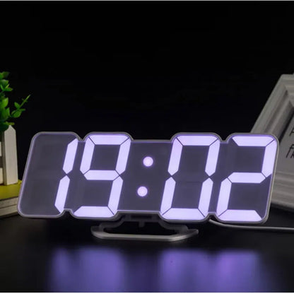 3D Wireless Remote RGB LED Alarm Clock | USB Powered | White | SouqKingdom Saudi Arabia