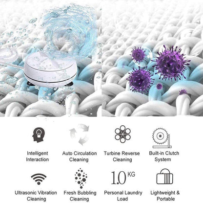 2-in-1 Mini Washing Machine 1kg Capacity | Portable USB Ultrasonic Turbine Washer for Travel, College & Small Spaces