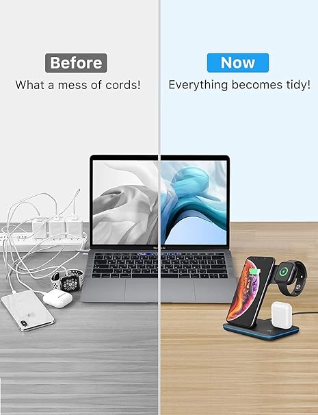 3-in-1 Wireless Charging Station | Fast Wireless Charger Dock for Phone, Smartwatch & Earbuds