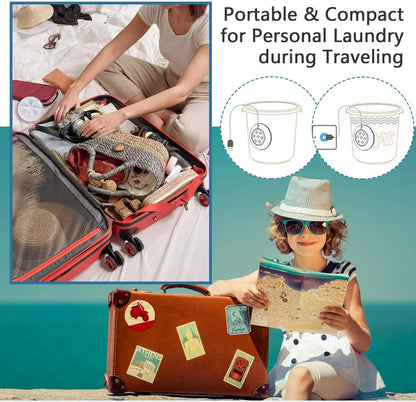 2-in-1 Mini Washing Machine 1kg Capacity | Portable USB Ultrasonic Turbine Washer for Travel, College & Small Spaces